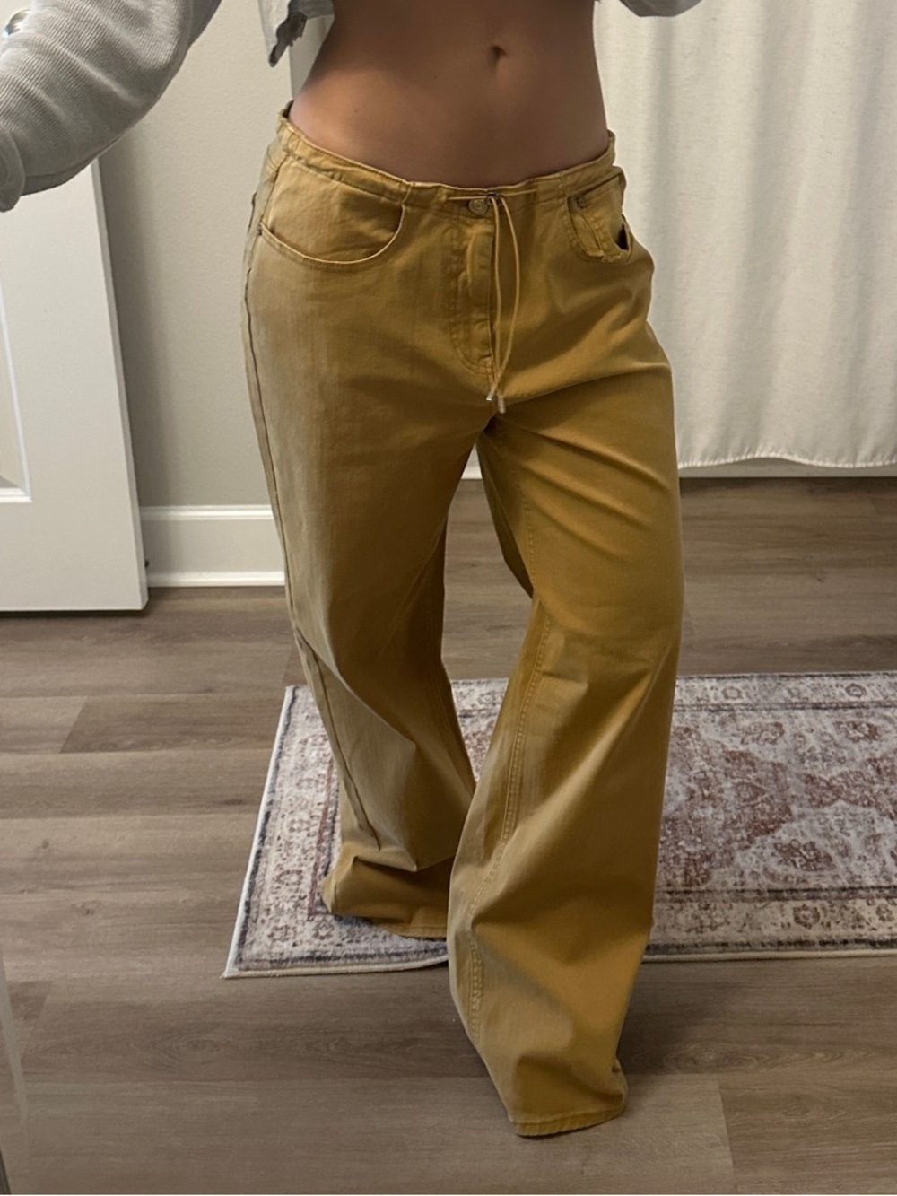 Low Waist Wide-Leg String Denim - Picture 2 of 6